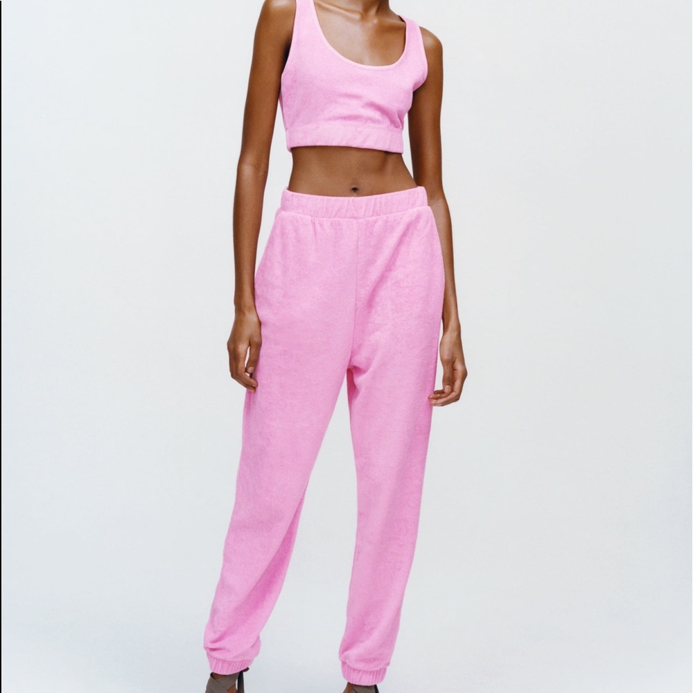 NWT Zara pink terrycloth joggers M